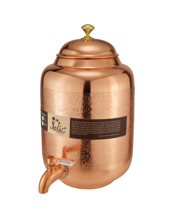 Drvedic Copper Aayurveda Mataka (Glossy Carving)